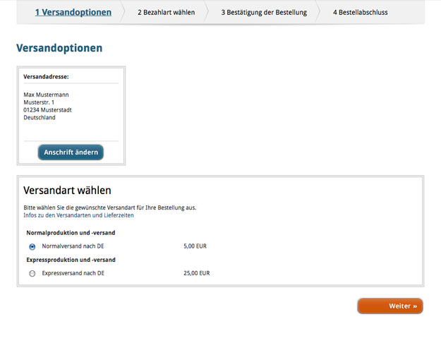 Versandoptionen