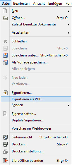 Datei » Exportieren als PDF...