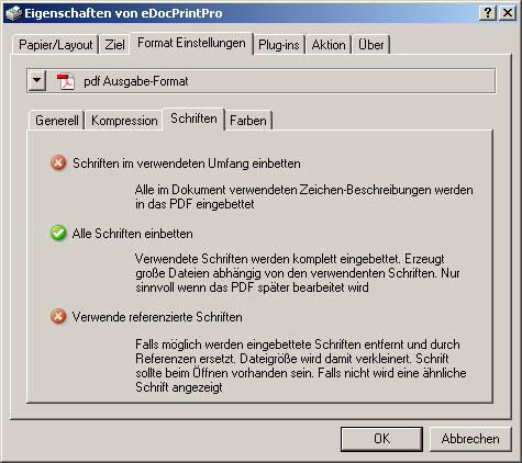 Menüpunkt Format Einstellungen ? Schriften