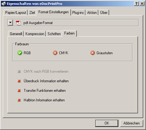 Menüpunkt Format Einstellungen ? Farben